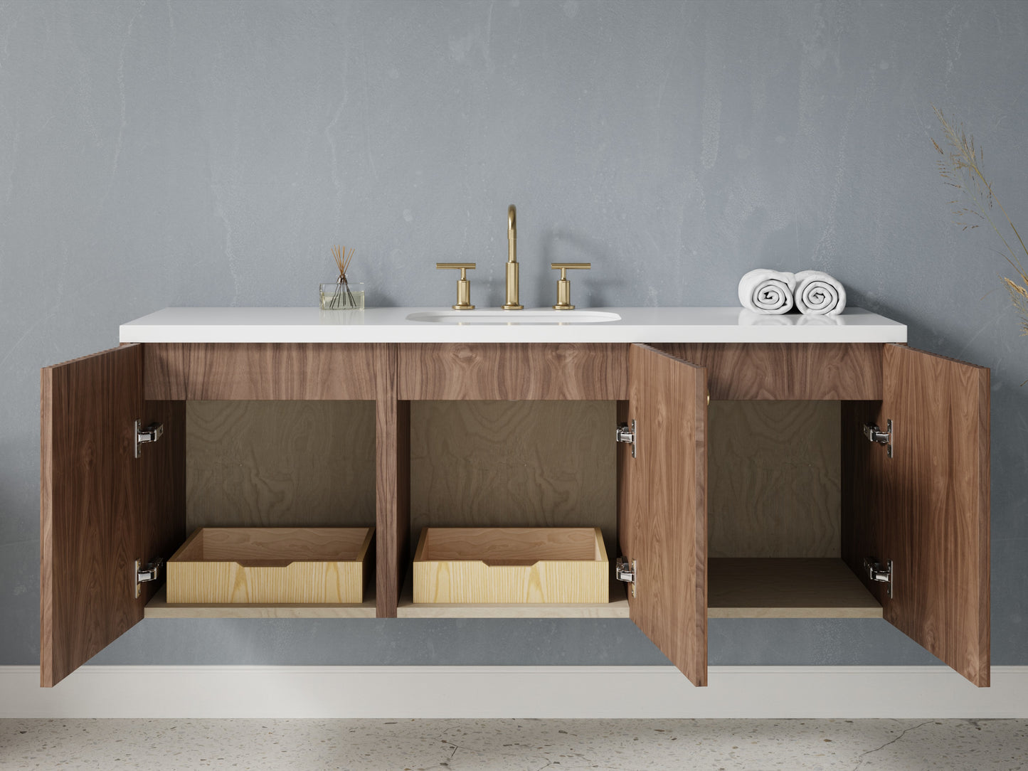 slatted - walnut - open