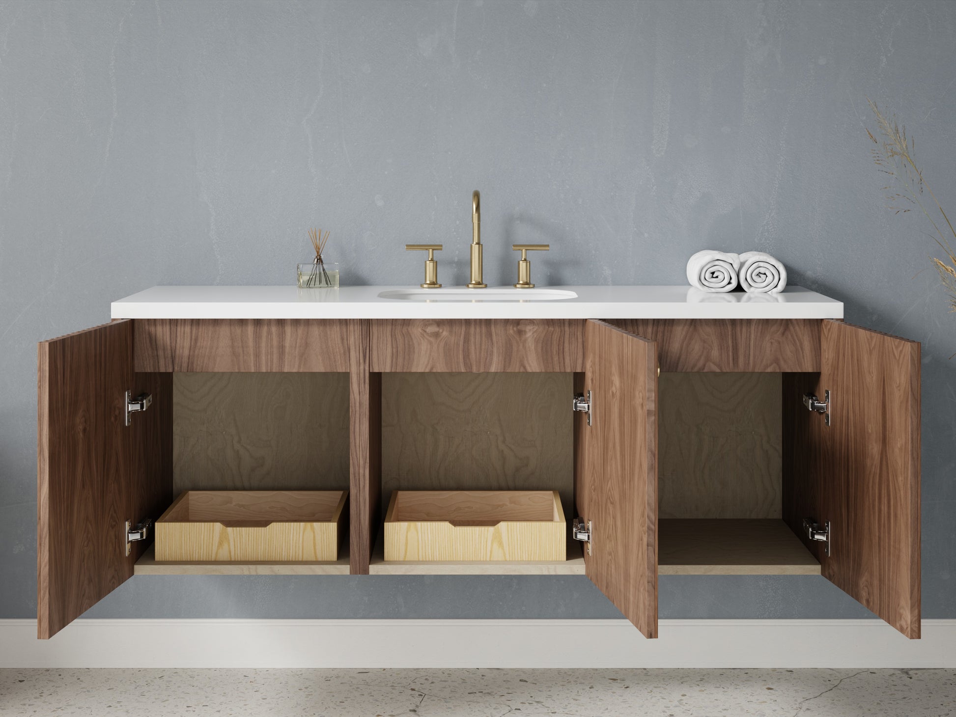 slatted - walnut - open