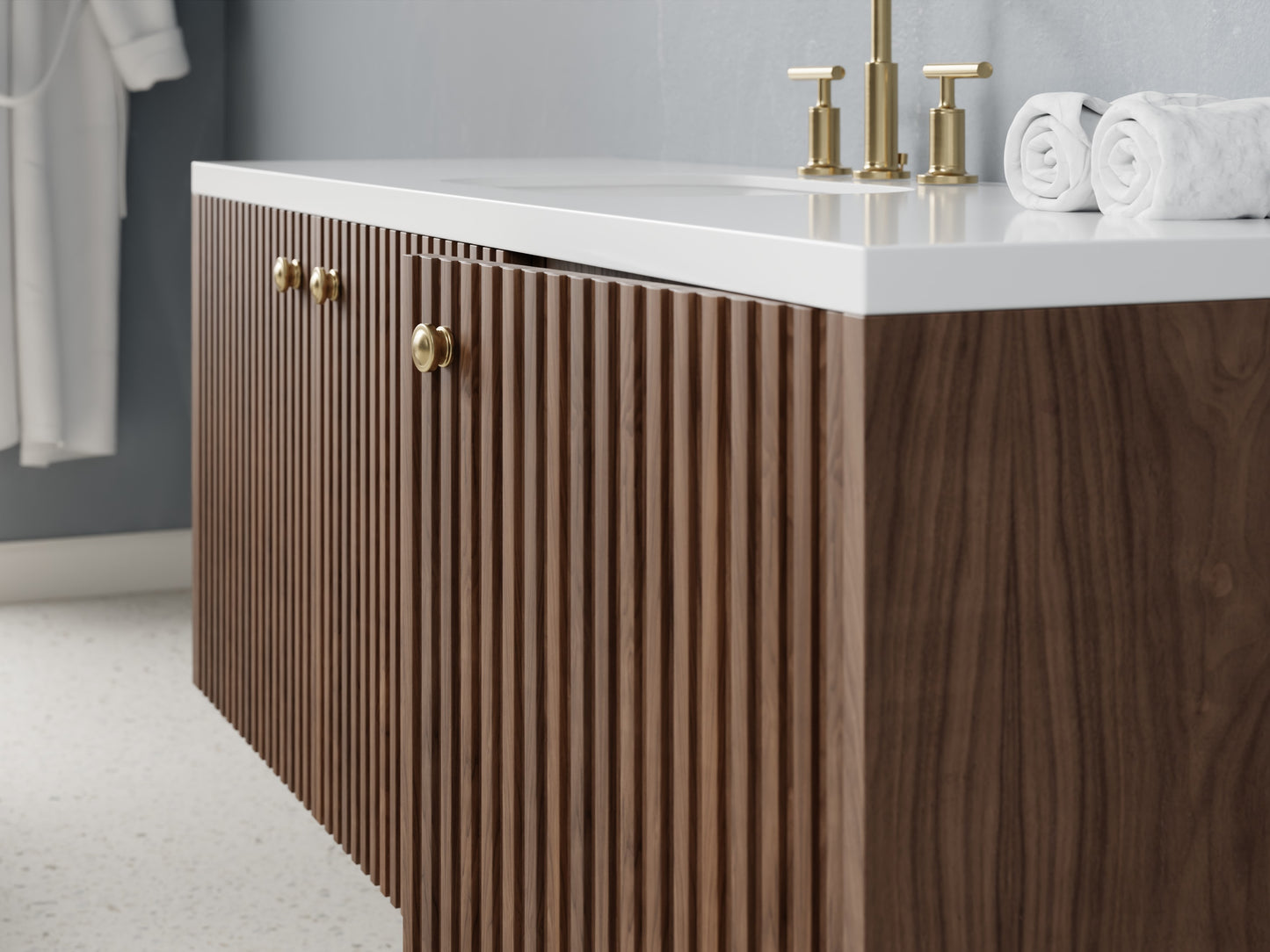 slatted - walnut - closeup